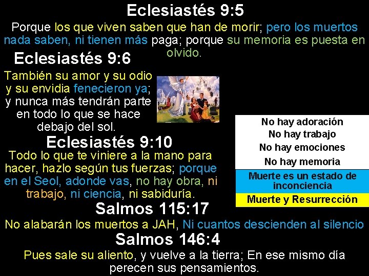 Eclesiastés 9: 5 Porque los que viven saben que han de morir; pero los