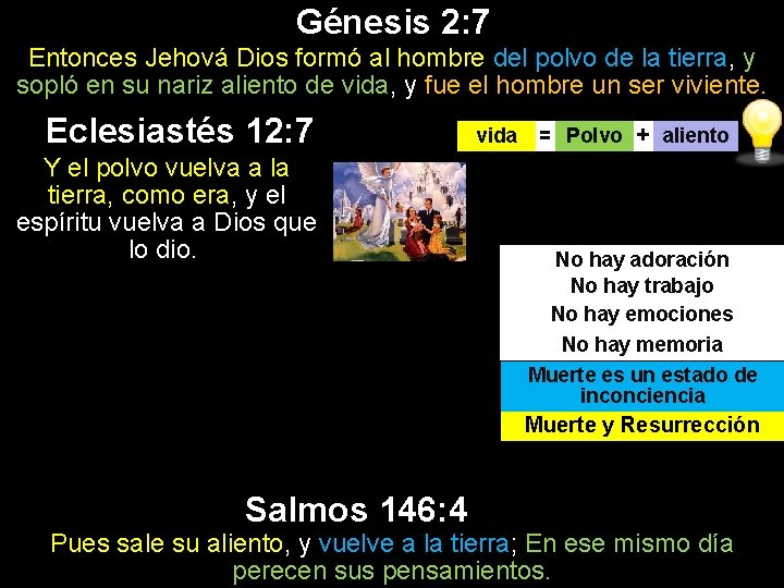 Génesis 2: 7 Entonces Jehová Dios formó al hombre del polvo de la tierra,
