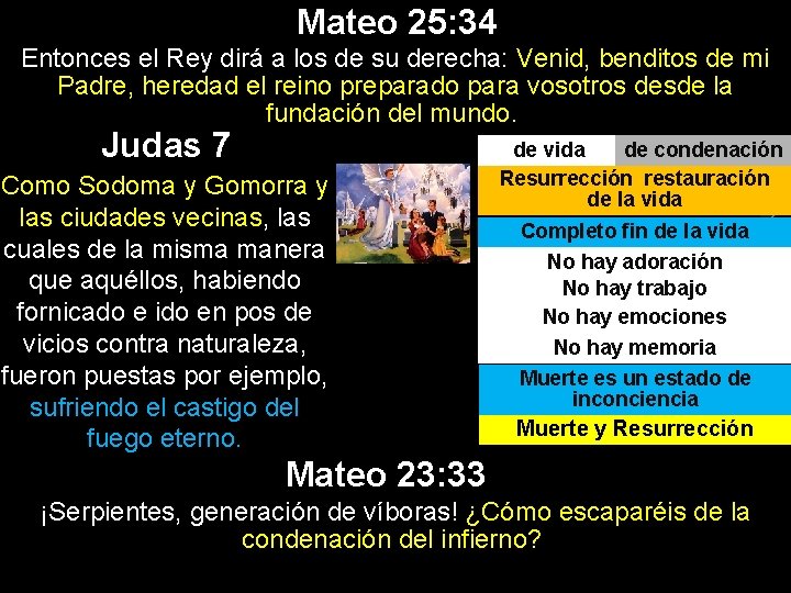 Mateo 25: 34 Entonces el Rey dirá a los de su derecha: Venid, benditos