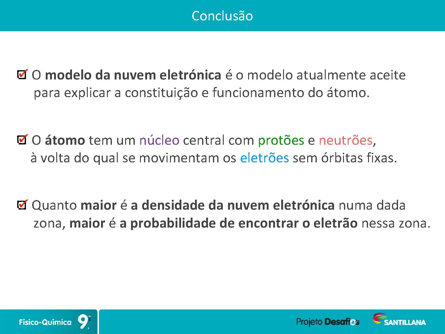 Conclusão O modelo da nuvem eletrónica é o modelo atualmente aceite para explicar a