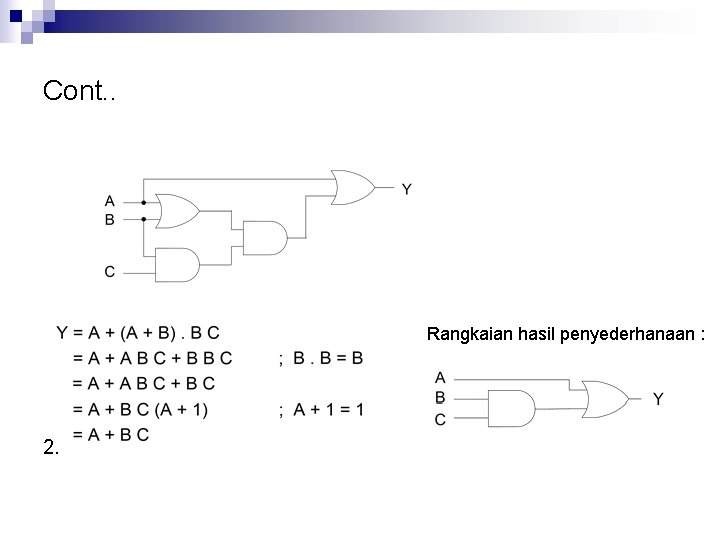 Cont. . Rangkaian hasil penyederhanaan : 2. Cont. . Rangkaian hasil penyederhanaan : 2.