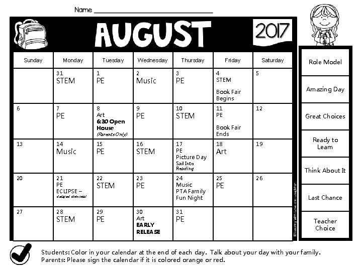 Sunday Monday 31 STEM Tuesday 1 PE Wednesday 2 Music Thursday 3 PE Friday