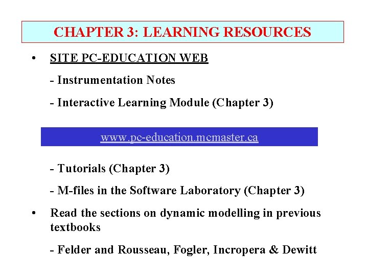 CHAPTER 3: LEARNING RESOURCES • SITE PC-EDUCATION WEB - Instrumentation Notes - Interactive Learning