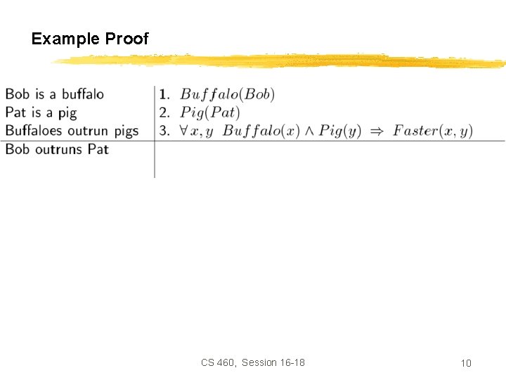 Example Proof CS 460, Session 16 -18 10 