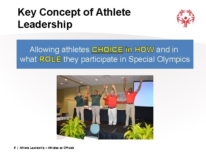 Key Concept of Athlete Leadership Allowing athletes CHOICE in HOW and in what ROLE