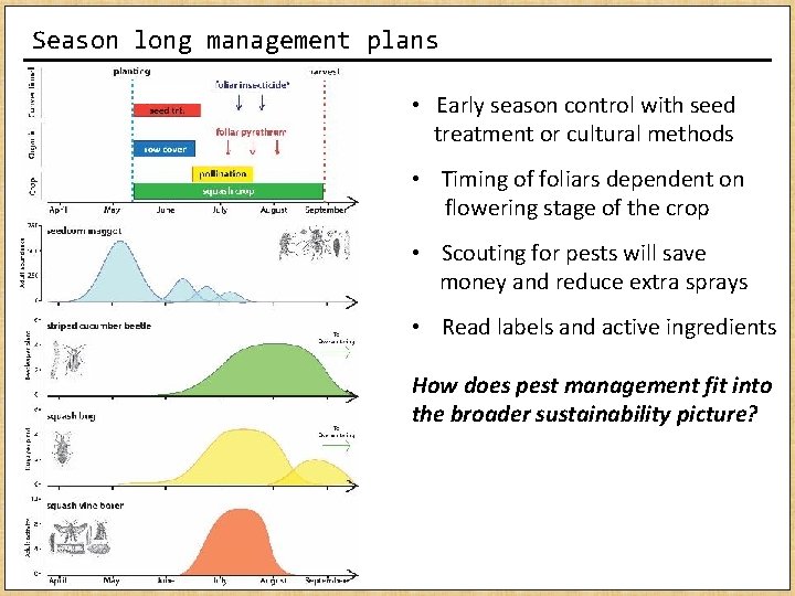 Season long management plans • Early season control with seed treatment or cultural methods Season long management plans • Early season control with seed treatment or cultural methods