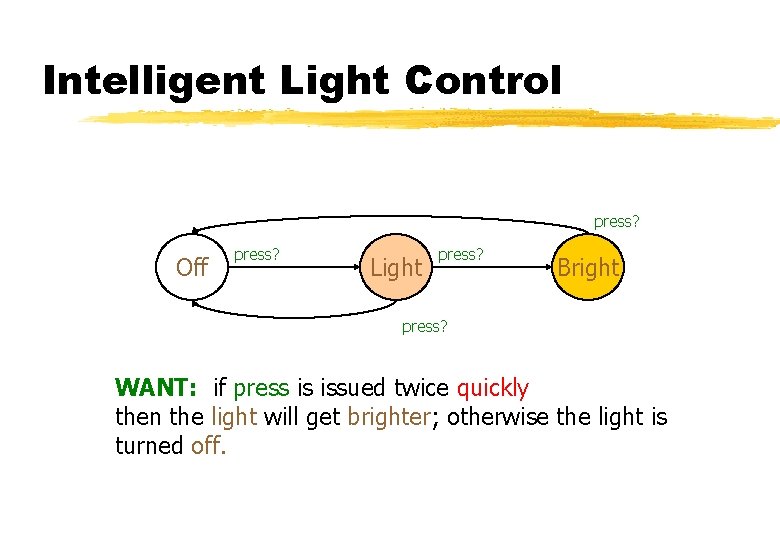 Intelligent Light Control press? Off press? Light press? Bright press? WANT: if press is