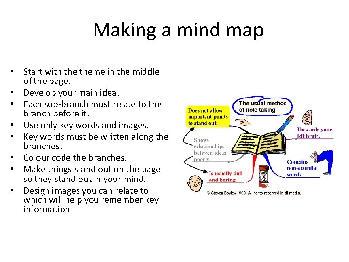 Making a mind map • Start with theme in the middle of the page. Making a mind map • Start with theme in the middle of the page.