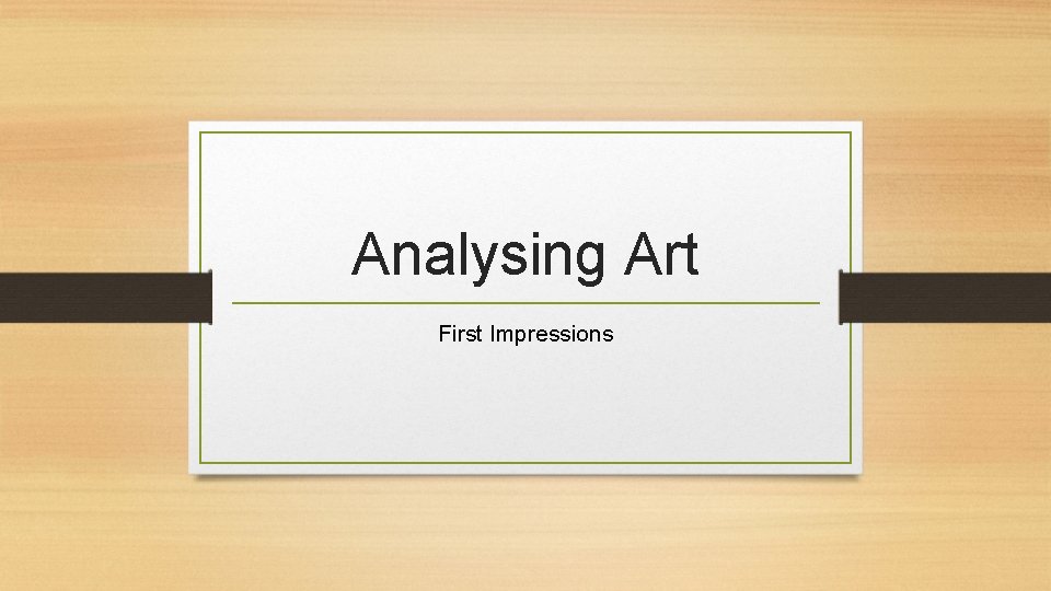 Analysing Art First Impressions 