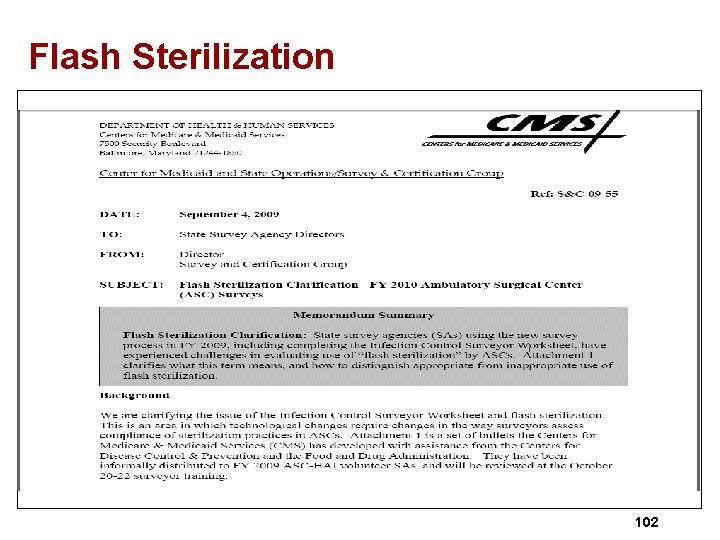 Flash Sterilization 102 