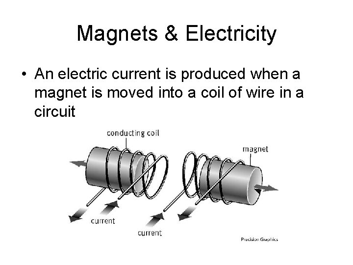 Magnets & Electricity • An electric current is produced when a magnet is moved