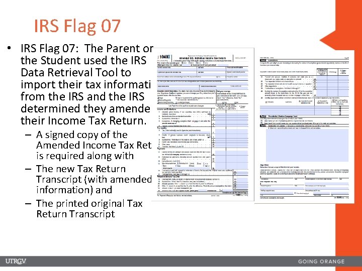 IRS Flag 07 • IRS Flag 07: The Parent or the Student used the