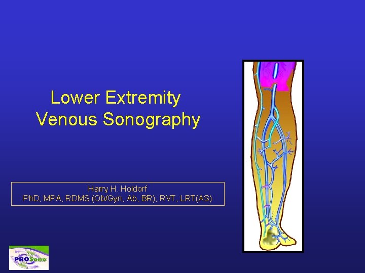 Lower Extremity Venous Sonography Harry H. Holdorf Ph. D, MPA, RDMS (Ob/Gyn, Ab, BR),