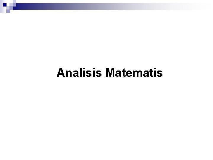 Analisis Matematis 