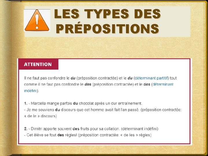 LES TYPES DES PRÉPOSITIONS opo 