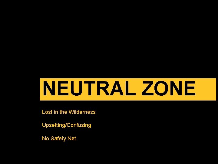 NEUTRAL ZONE Lost in the Wilderness Upsetting/Confusing No Safety Net 