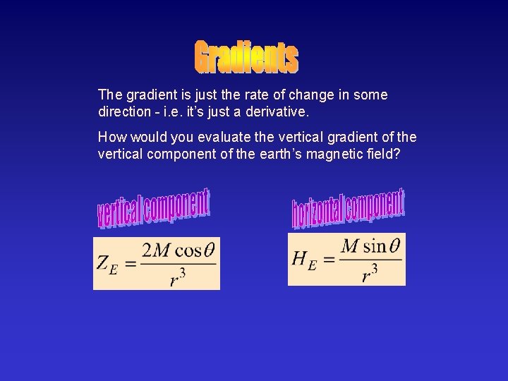 The gradient is just the rate of change in some direction - i. e.