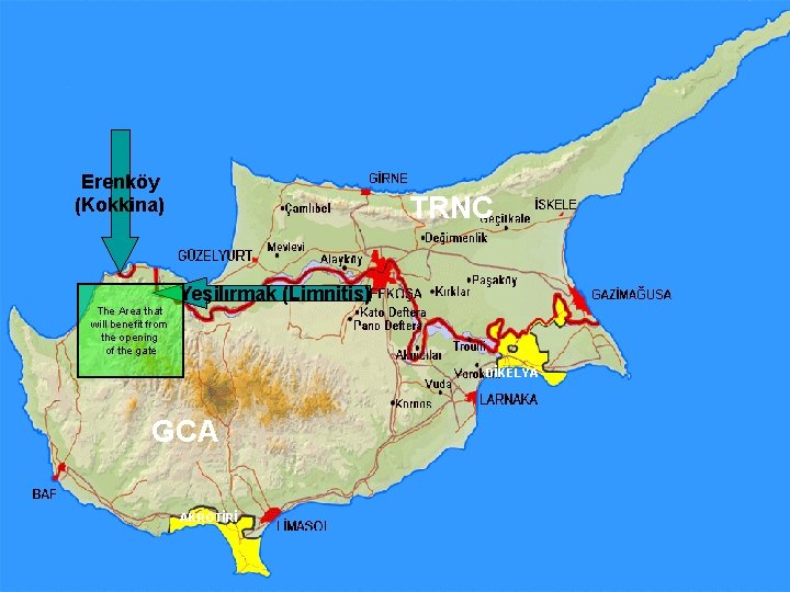 Erenköy (Kokkina) TRNC Yeşilırmak (Limnitis) The Area that will benefit from the opening of