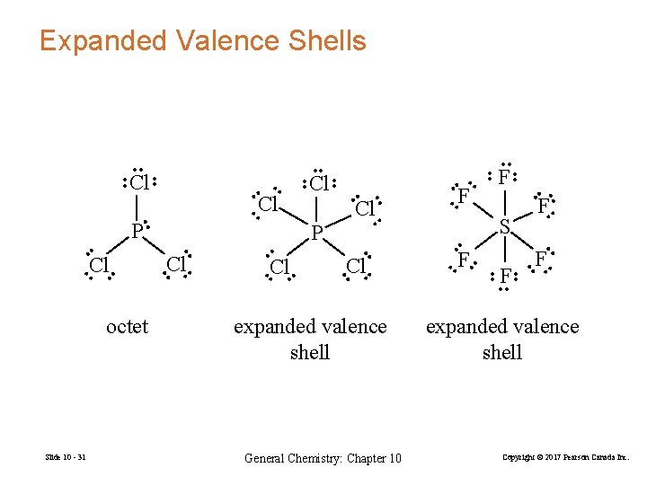 Expanded Valence Shells • • expanded valence shell General Chemistry: Chapter 10 • •