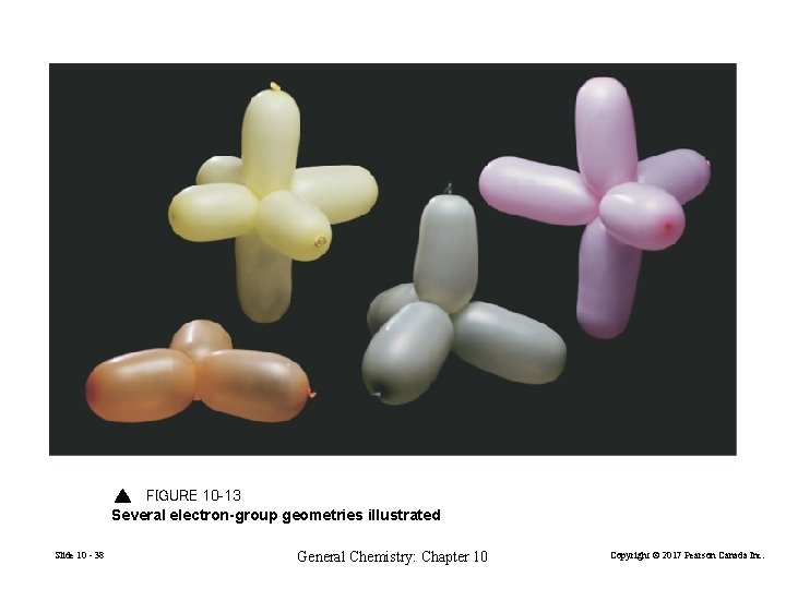 FIGURE 10 -13 Several electron-group geometries illustrated Slide 10 - 38 General Chemistry: Chapter