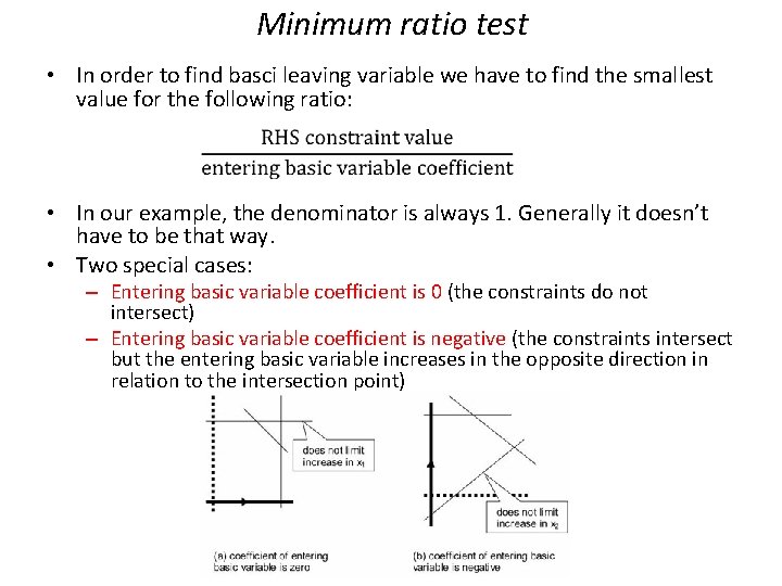 Minimum ratio test • In order to find basci leaving variable we have to