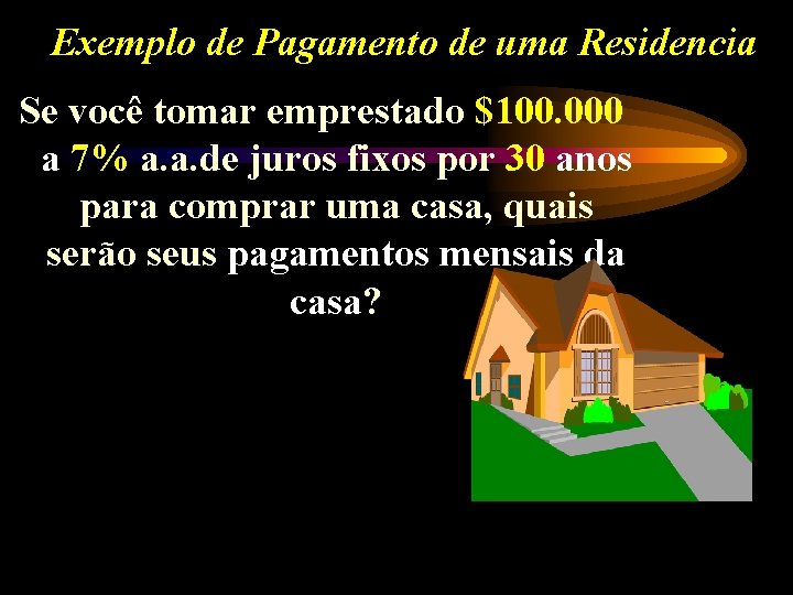 Exemplo de Pagamento de uma Residencia Se você tomar emprestado $100. 000 a 7%