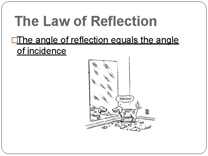 The Law of Reflection �The angle of reflection equals the angle of incidence 