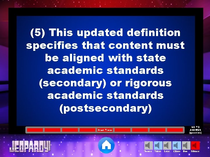 (5) This updated definition specifies that content must be aligned with state academic standards