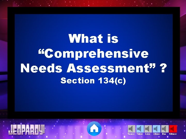 What is “Comprehensive Needs Assessment” ? Section 134(c) Theme Timer Lose Cheer Boo Silence