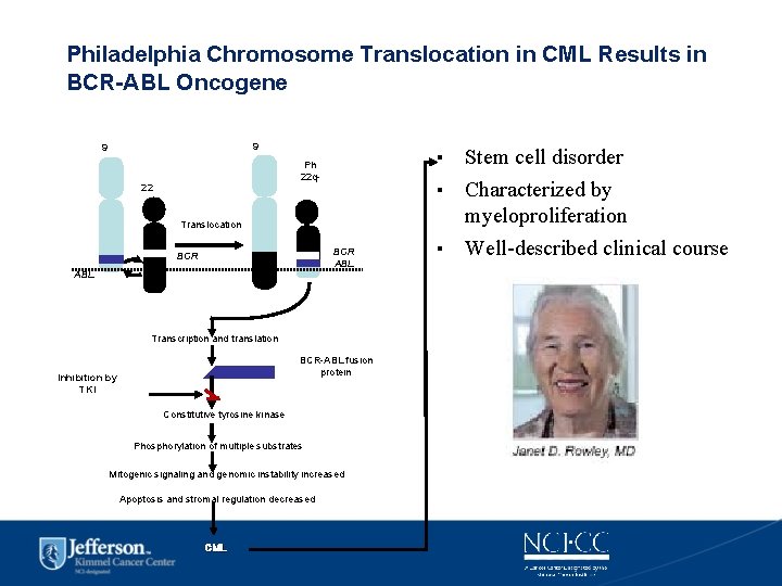 Philadelphia Chromosome Translocation in CML Results in BCR-ABL Oncogene 9 9 Ph 22 q