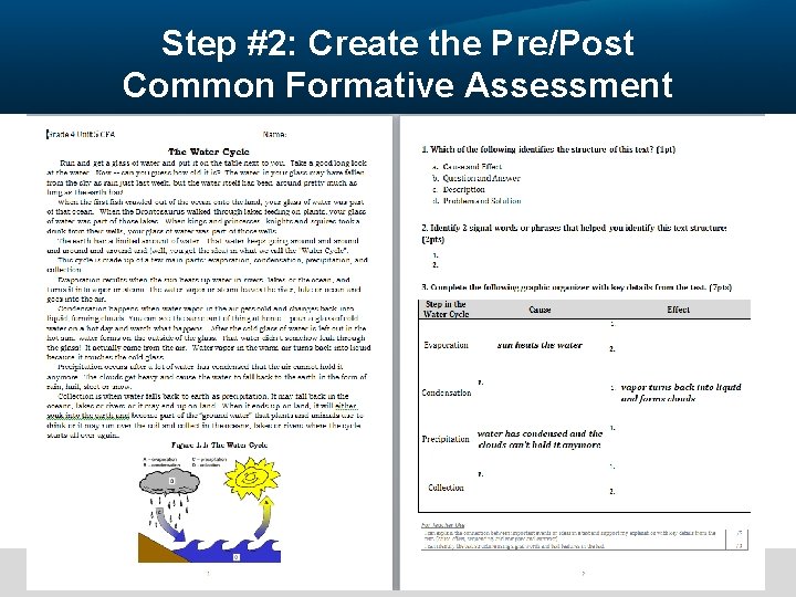 Step #2: Create the Pre/Post Common Formative Assessment 