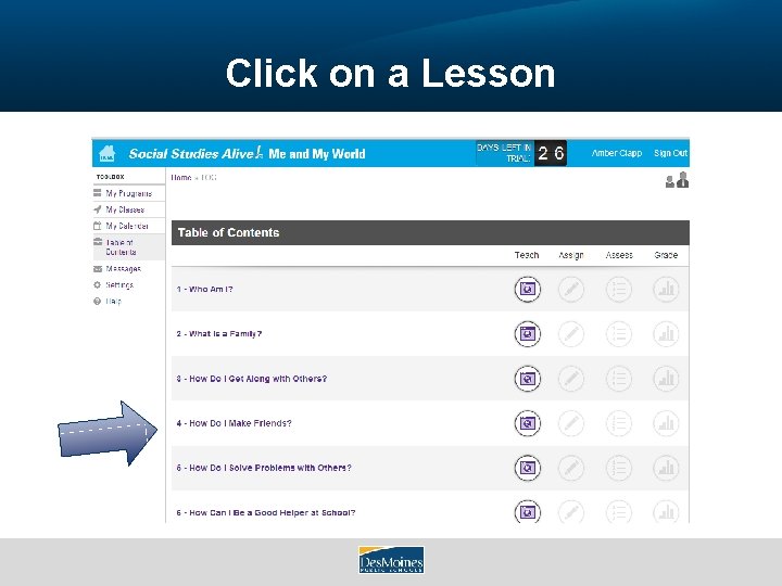 Click on a Lesson 