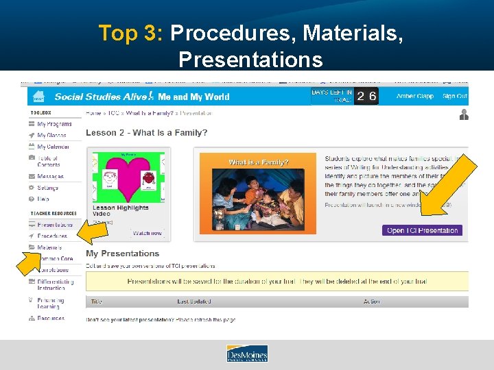 Top 3: Procedures, Materials, Presentations 