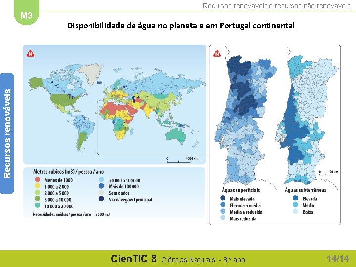 Recursos renováveis e recursos não renováveis Disponibilidade de água no planeta e em Portugal