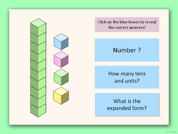 Click on the blue boxes to reveal the correct answers! Number 14? Number How