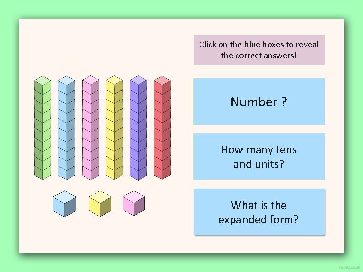 Click on the blue boxes to reveal the correct answers! Number 63? Number How