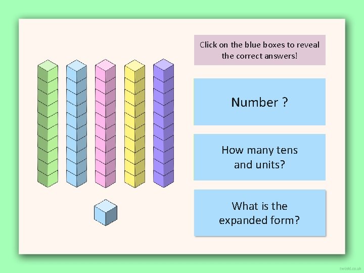 Click on the blue boxes to reveal the correct answers! Number 51? Number How