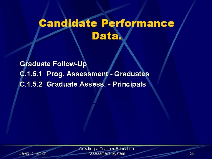 Candidate Performance Data. Graduate Follow-Up C. 1. 5. 1 Prog. Assessment - Graduates C.