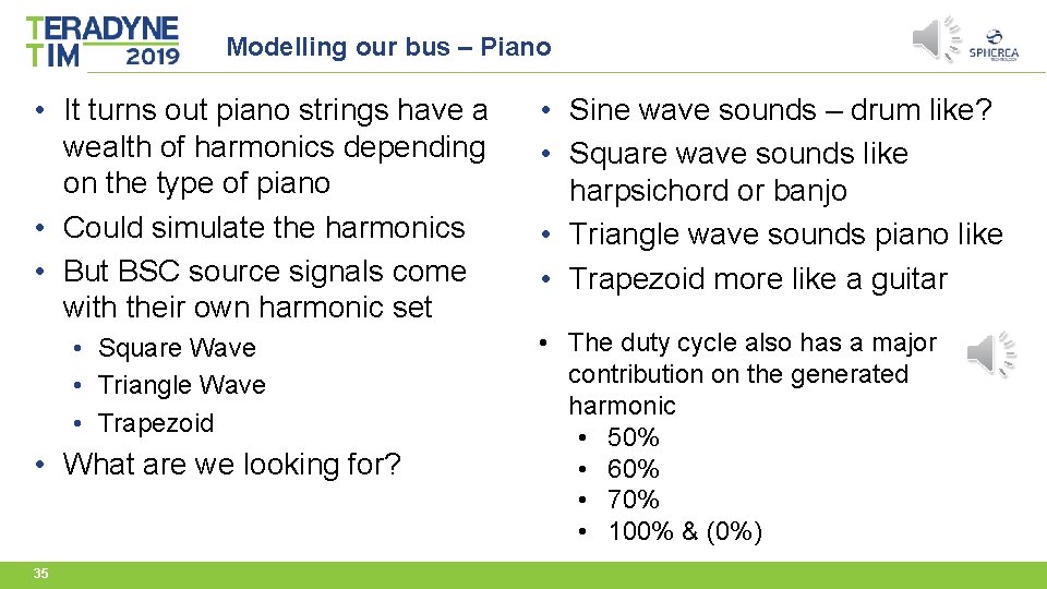 Modelling our bus – Piano • It turns out piano strings have a wealth