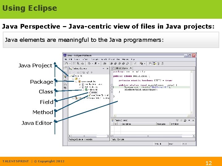 Using Eclipse Java Perspective – Java-centric view of files in Java projects: Java elements