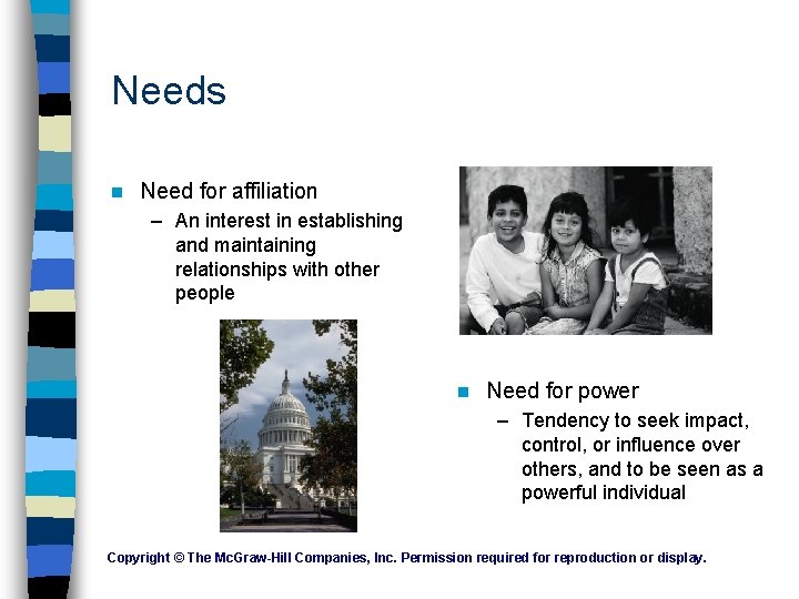 Needs n Need for affiliation – An interest in establishing and maintaining relationships with Needs n Need for affiliation – An interest in establishing and maintaining relationships with