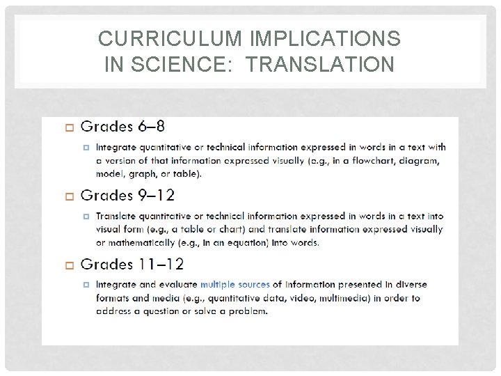 CURRICULUM IMPLICATIONS IN SCIENCE: TRANSLATION CURRICULUM IMPLICATIONS IN SCIENCE: TRANSLATION