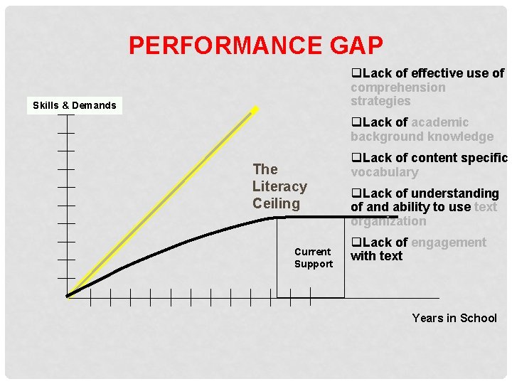 PERFORMANCE GAP q. Lack of effective use of comprehension strategies Skills & Demands q. PERFORMANCE GAP q. Lack of effective use of comprehension strategies Skills & Demands q.