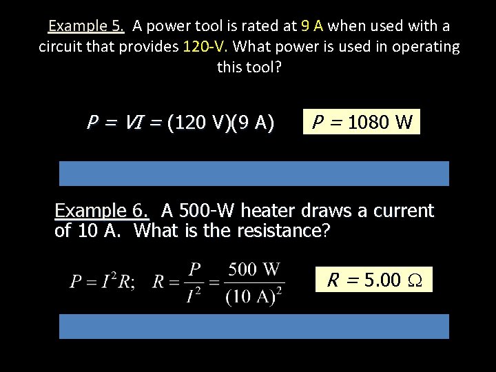 Example 5. A power tool is rated at 9 A when used with a