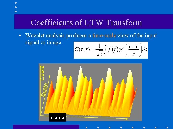 Coefficients of CTW Transform • Wavelet analysis produces a time-scale view of the input
