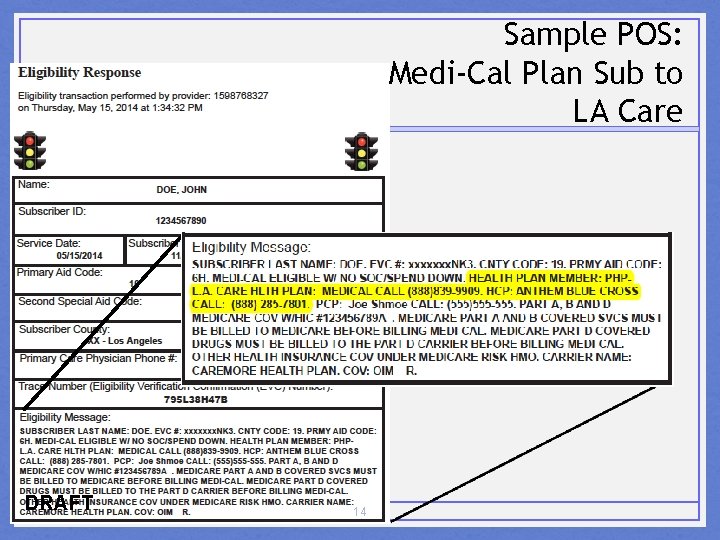 Sample POS: Medi-Cal Plan Sub to LA Care DRAFT 14 