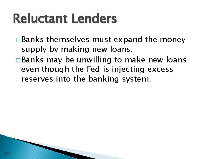 Reluctant Lenders � Banks themselves must expand the money supply by making new loans.