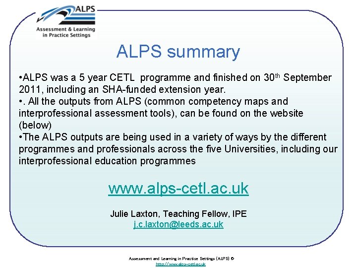 ALPS CETL What is this ALPS is a