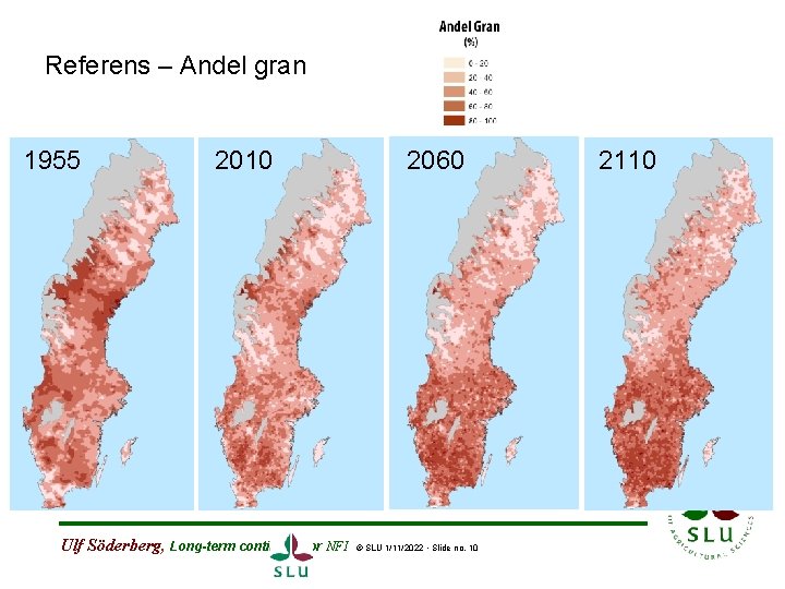 Referens – Andel gran 1955 2010 Ulf Söderberg, Long-term continuity for NFI 2060 ©