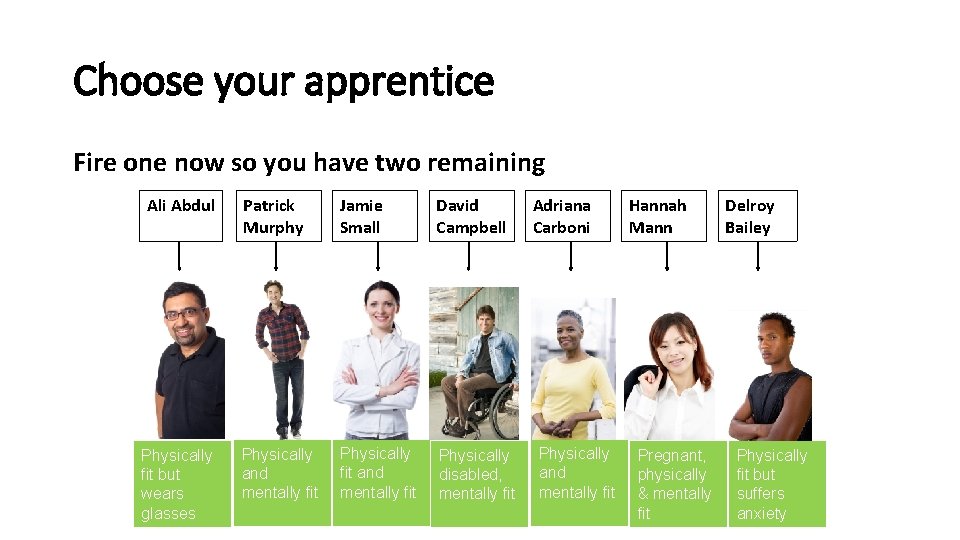 Choose your apprentice Fire one now so you have two remaining Ali Abdul Physically Choose your apprentice Fire one now so you have two remaining Ali Abdul Physically